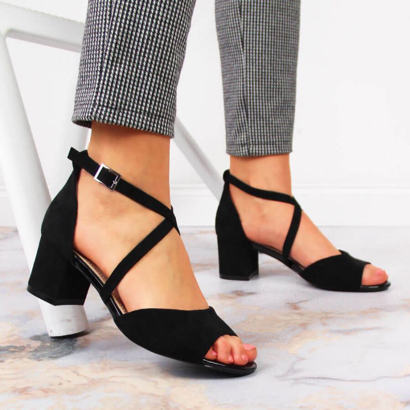 Sergio Leone W SK367A black block heel sandals