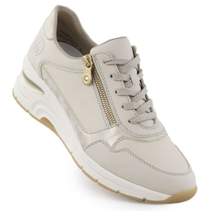 Women's beige leather wedge sneakers Rieker N9301-60 To be categorized Your Sports Performance