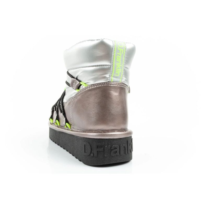 D.Franklin women's snow boots winter fashionable insulated ankle boots silver D.Franklin