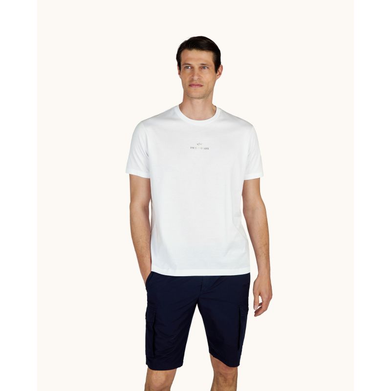 Paul&Shark Men's Cotton T-shirt White and Gold 99311008-10E - Classic Cut, Logo