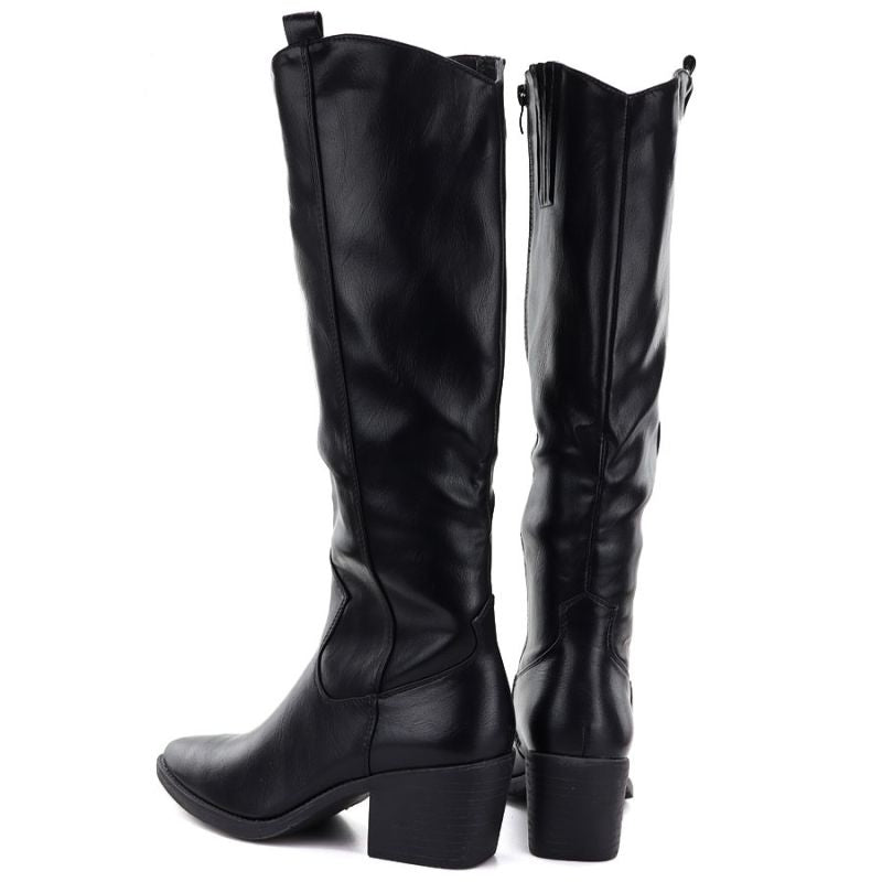 Black cowboy boots with a block heel M.Daszyński SA261-6