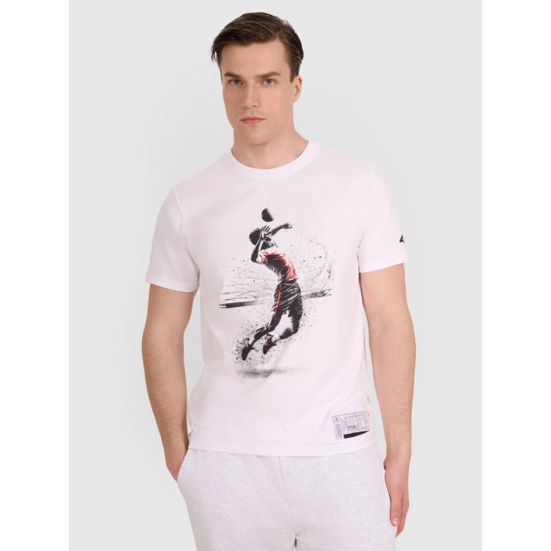 Men's regular t-shirt with volleyball print 4F 4FRAW25TTSHM3318-10S *Kategoria tymczasowa Your Sports Performance