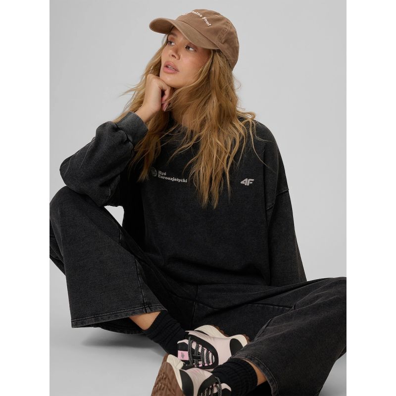 Women's loose sweatshirt with print 4F 4FKAW26TSWSF3185-20S