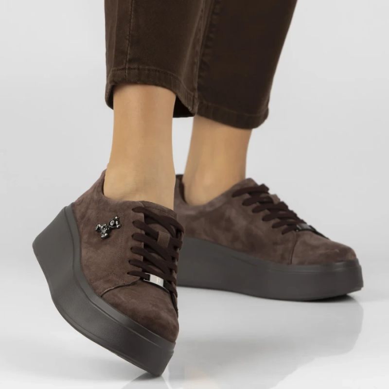 Women's brown leather platform shoes Filippo 6246