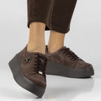 Women's brown leather platform shoes Filippo 6246