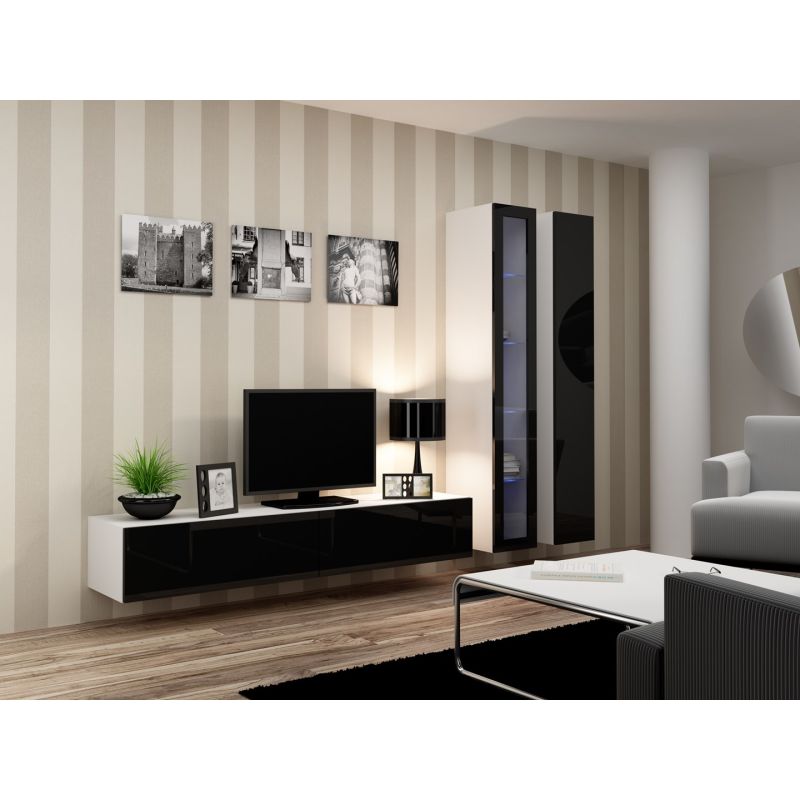 VIGO glass display cabinet '180' 180/40/30 white/black Bufety i witryny/Bufety i witryny na drewnianej podstawie Your Sports Performance