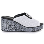 Women's leather wedge sandals, white, S.Barski 7012 S.Barski