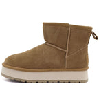 Women's leather ankle boots with platform, beige Big Star UU274692