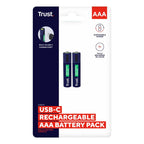 Trust AAA Batteries USB-C RECHARGEABLE BATTERIES 2P Baterie, akumulatorki i ładowarki/Baterie Your Sports Performance