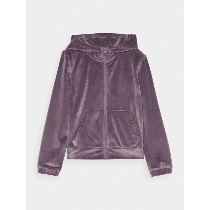 Girls' velour zip-up hoodie sweatshirt 4F Junior 4FJWAW24TSWSF1217-51S *Kategoria tymczasowa Your Sports Performance