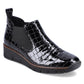 Rieker W R474 snakeskin leather ankle boots black