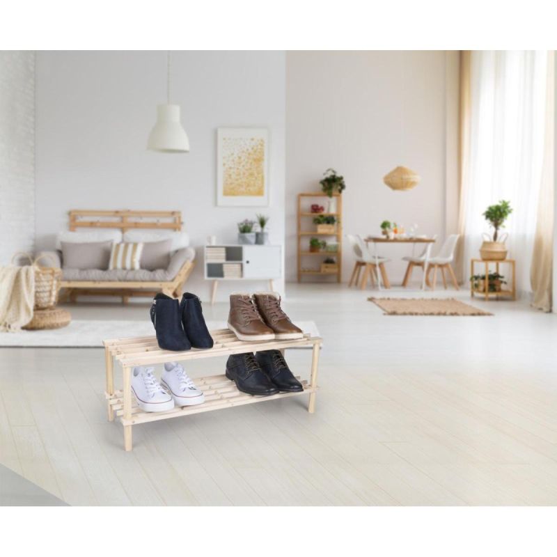 SHELVES 2-LEVEL WOODEN SHOE RACK ALPINA Footwear Your Sports Performance