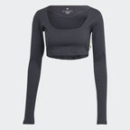 Adidas Studio Lounge Ribbed Cropped Long Sleeve Tee W HH8502 Clothing/Lifestyle/T-shirts Adidas