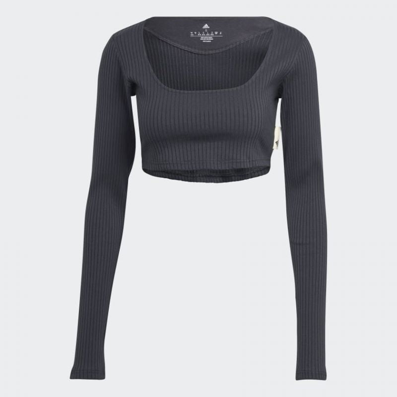 Adidas Studio Lounge Ribbed Cropped Long Sleeve Tee W HH8502 Clothing/Lifestyle/T-shirts Adidas