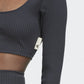 Adidas Studio Lounge Ribbed Cropped Long Sleeve Tee W HH8502 Clothing/Lifestyle/T-shirts Adidas