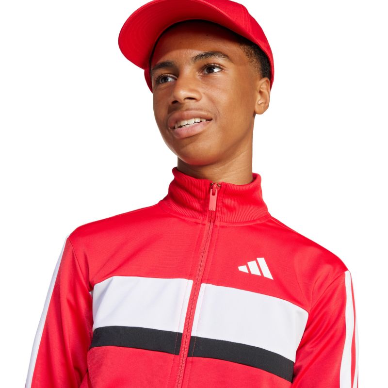 adidas Seasonal Essentials Tiberio 3-Stripes Tricot Kids Tracksuit Red and Black JI6214 In preparation Adidas