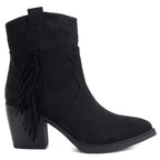 Women's insulated cowboy boots with fringes, black M.Daszyński MR2520-1