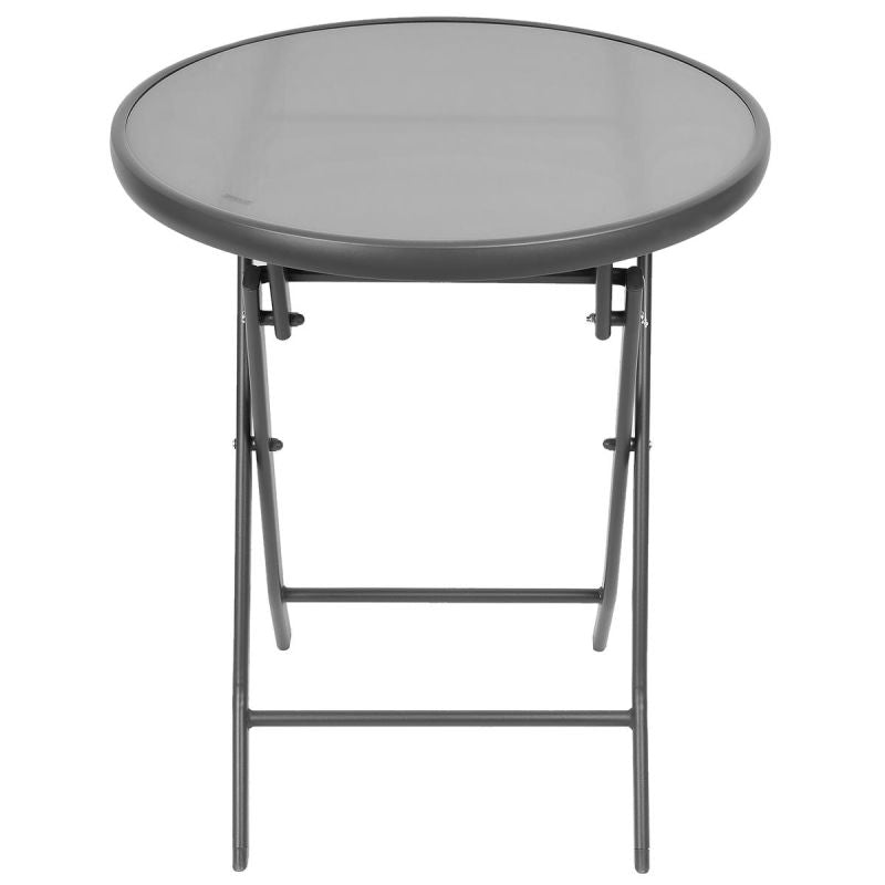 BALCONY FURNITURE SET ROUND TABLE AND 2 FOLDING CHAIRS GRAY Home and Garden/Garden Your Sports Performance