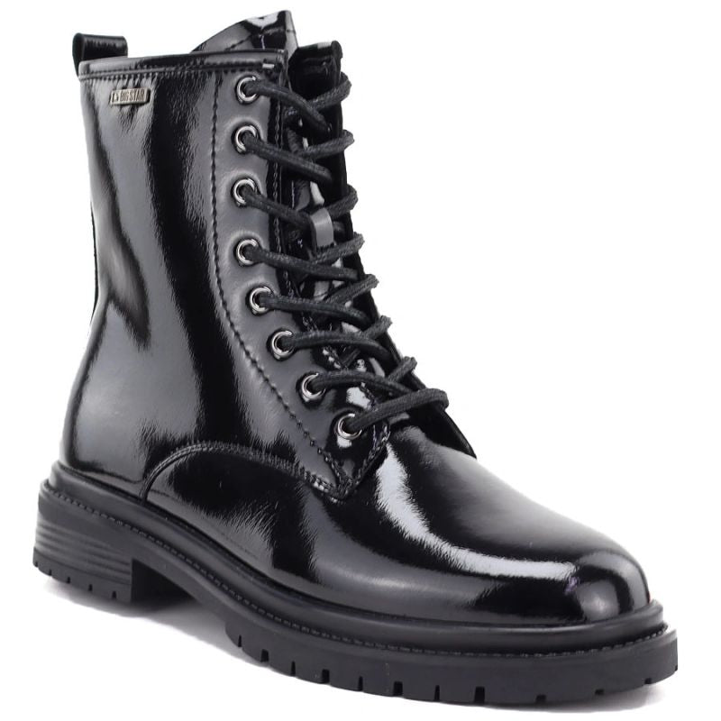 Women's leather ankle boots, patent leather, black Big Star UU274613