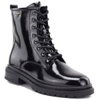 Women's leather ankle boots, patent leather, black Big Star UU274613