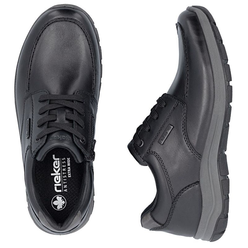 Men's comfortable leather shoes, width H, black, Rieker 03607-24