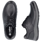Men's comfortable leather shoes, width H, black, Rieker 03607-24