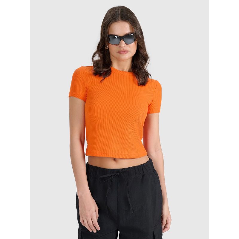 Women's slim waffle knit T-shirt 4F 4FRSS25TTSHF2749-70S *Kategoria tymczasowa Your Sports Performance