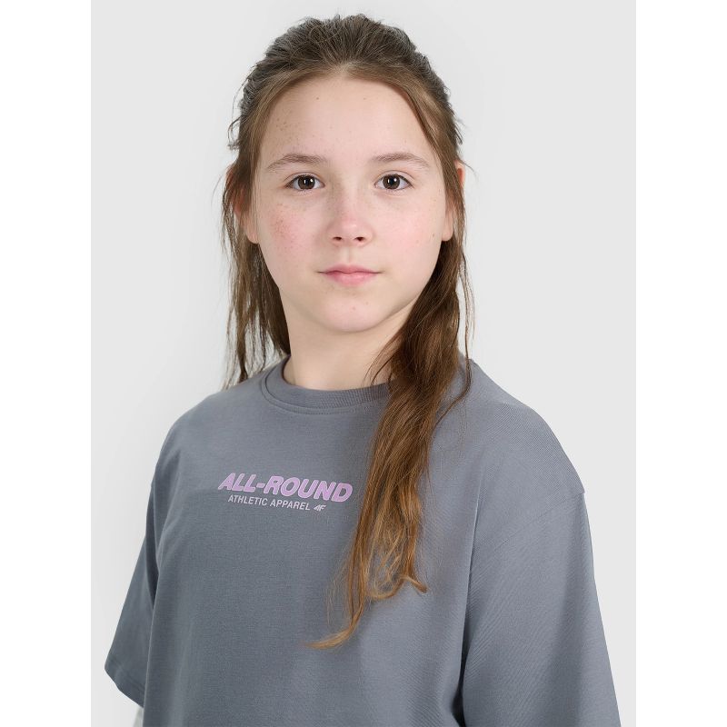 Oversized T-shirt with print for girls 4F 4FJWAW25TTSHF2387-23S 4f