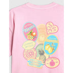 Girls' boxy T-shirt with print 4F 4FJRAW26TTSHF4324-056S