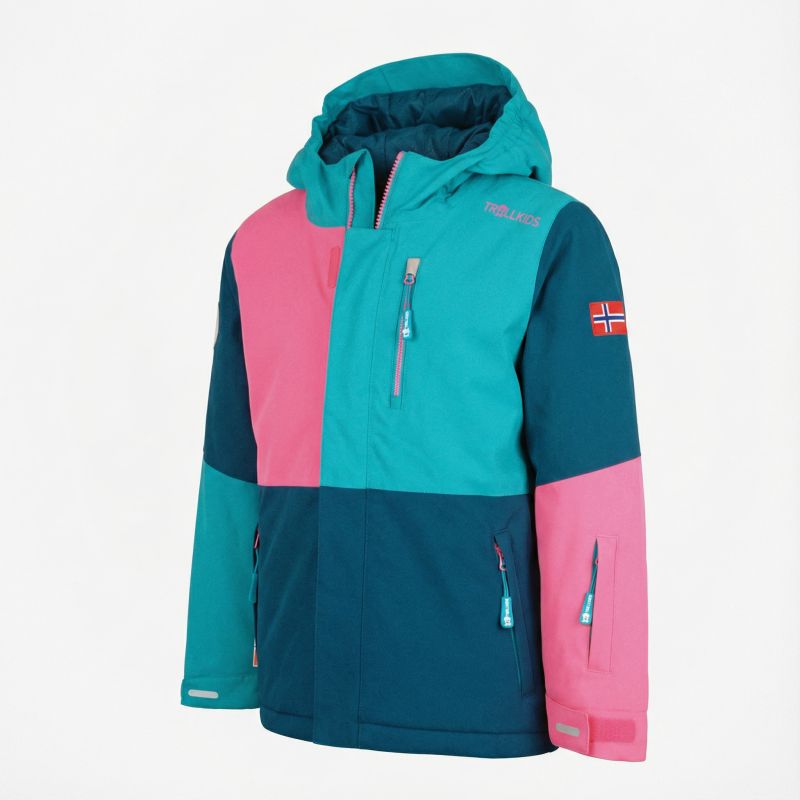 Trollkids Kids Hallingdal Jacket Outdoor Multicolor Hooded Winter Jacket (226-123) Trollkids