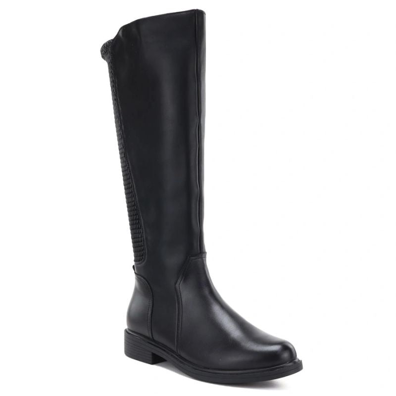 Women's leather boots with elastic upper, black Cambell JE19489