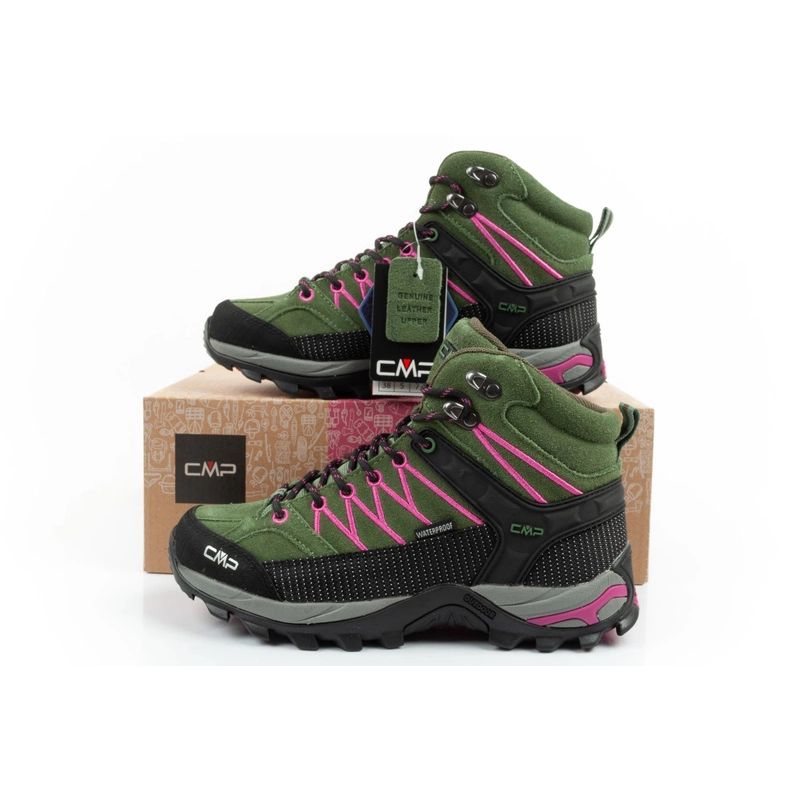 CMP Rigel women's trekking shoes leather durable waterproof ankle boots green CMP