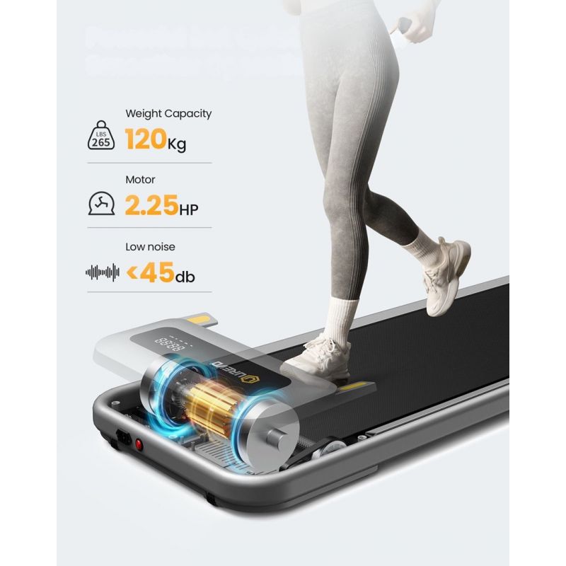 Urevo U1 Smart Walkingpad Treadmill + TUCKANO Electrically Adjustable Desk Black/Walnut In preparation Your Sports Performance