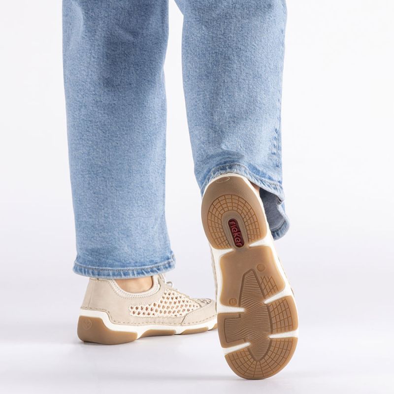 Women's comfortable openwork shoes, beige, Rieker 55960-60 Rieker