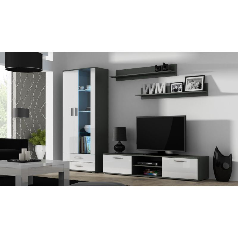 SOHO S6 2D2S display cabinet, grey/white gloss Bufety i witryny/Bufety i witryny na drewnianej podstawie Your Sports Performance