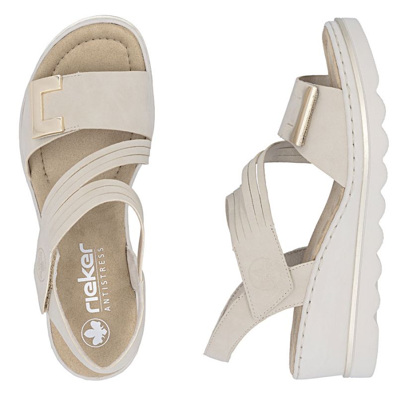 Women's beige wedge sandals Rieker 67410-62 Rieker
