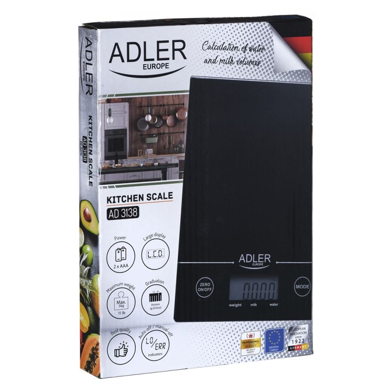 Adler AD 3138 black kitchen scale (black color) AGD - Produkty/Wagi kuchenne Your Sports Performance
