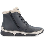 Women's leather ankle boots, insulated, black, Rieker 45946-00