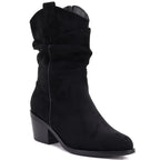 Women's ankle boots, ruffled cowboy boots, black, Vinceza HX27-16536