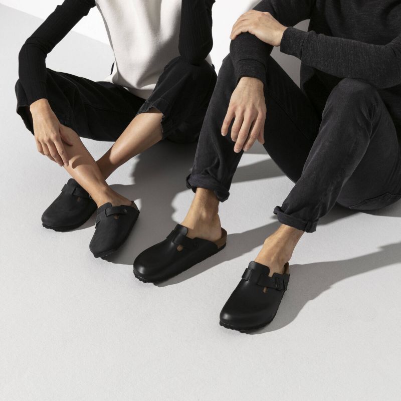 Birkenstock Boston Black women's/men's clogs, oiled leather, narrow slippers (0059463) In preparation Your Sports Performance