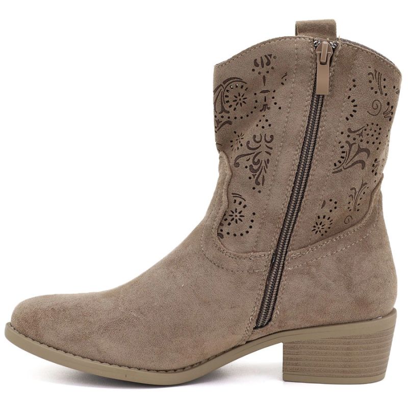 Women’s Beige Perforated Ankle Boots M.Daszyński MR2353-23