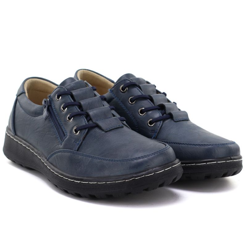 Comfortable women's shoes with zipper, navy blue, Potocki TO90407