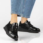 Filippo DP8105 patent leather wedge shoes in black