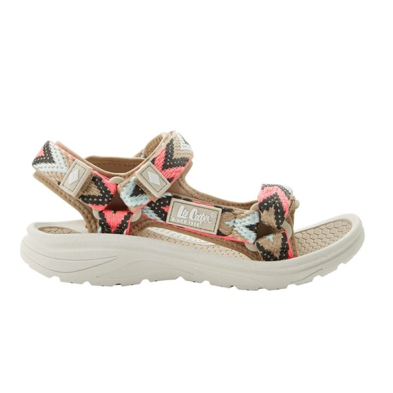 Lee Cooper women's shoes velcro sandals for summer on the beach light beige Lee Cooper