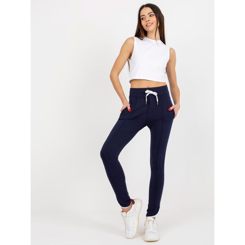 Navy blue basic sweatpants with stripes RUE PARIS (LO-DR-LK-239.14) In preparation Your Sports Performance