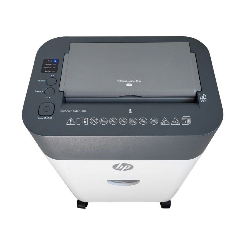 HP ONESHRED Auto 100CC Paper Shredder, White and Gray Urządzenia biurowe/Niszczarki Your Sports Performance