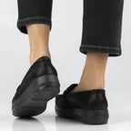 Women's leather platform loafers, black, Filippo DP7652 Filippo