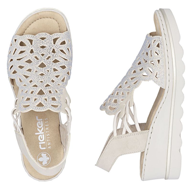 Women's beige wedge sandals Rieker 67465-62 Rieker