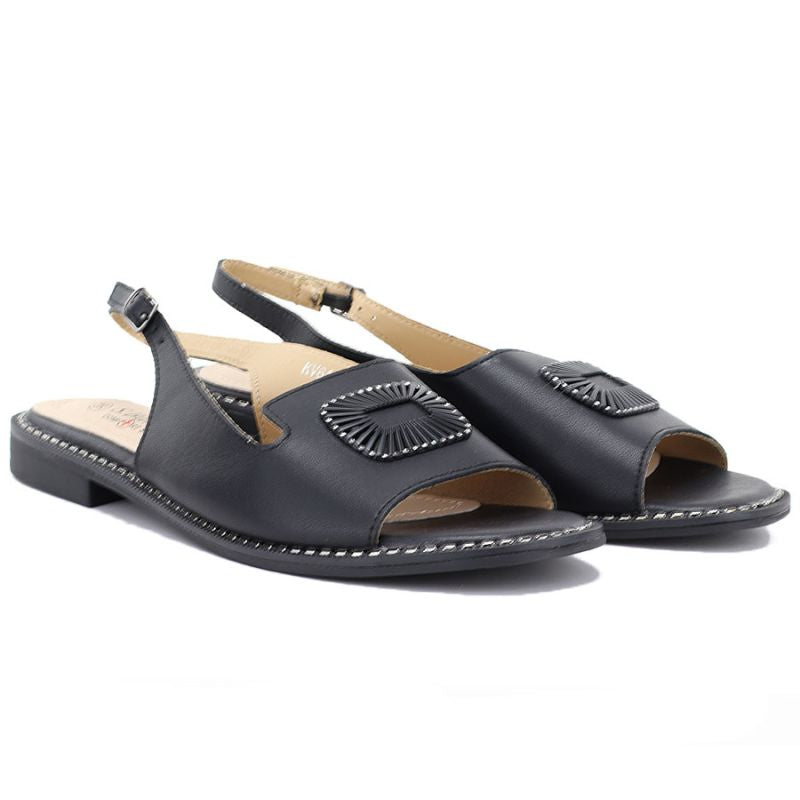 Women's black leather sandals S.Barski KV61-6076 S.Barski