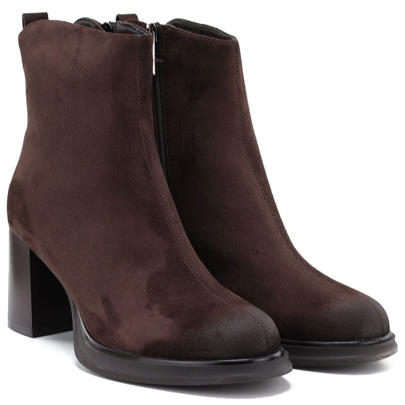 Women’s Chocolate Brown Heeled Platform Ankle Boots Potocki SZ12844